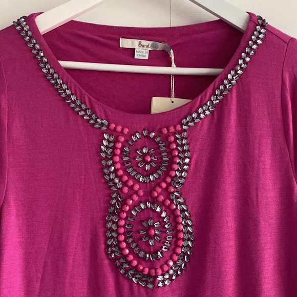 NWT Boden Long Sleeve Embellished Tee Shirt in Mulberry - Size 10 - Picture 3 of 10
